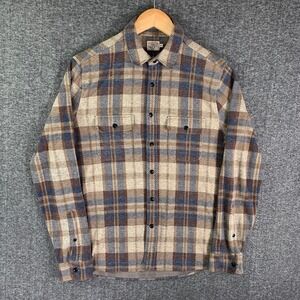 Faherty Legend Sweater Shirt Men Medium Brown Plaid Soft Shacket